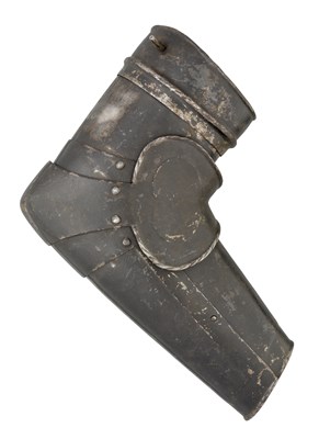 Lot 307 - A SOUTH GERMAN VAMBRACE FOR THE RIGHT ARM WITH EMBOSSED DECORATION IN THE 'BLACK AND WHITE' FASHION