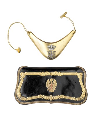 Lot 359 - A SPANISH CARTOUCHE POUCH AND GORGET