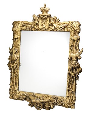 Lot 382 - A GILT GESSO FRAME, EARLY 18TH CENTURY, FITTED WITH A MODERN MIRROR