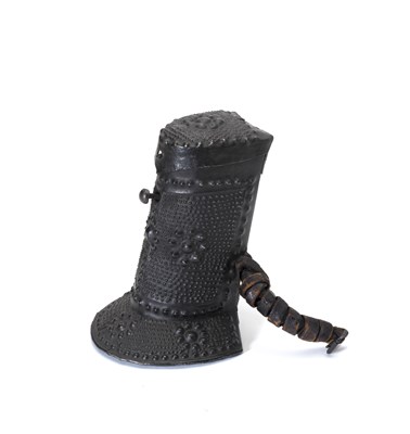 Lot 394 - A RARE GERMAN EMBOSSED STEEL CARTRIDGE BOX (PATRON)