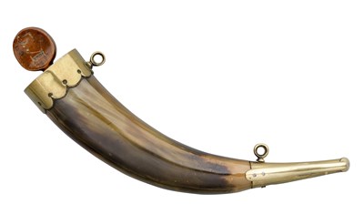 Lot 398 - A RUSSIAN POWDER HORN