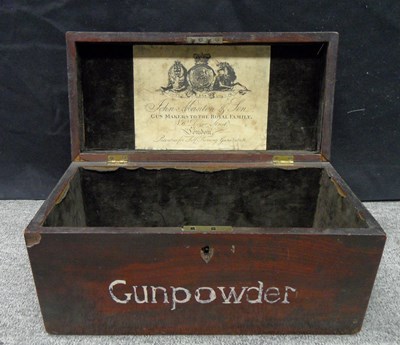 Lot 399 - A MAHOGANY GUNPOWDER CASE
