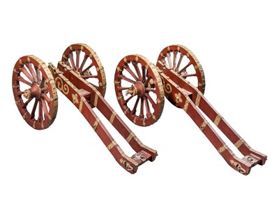 Lot 429 - A PAIR OF NORTH EUROPEAN SALUTING CANNON CARRIAGES