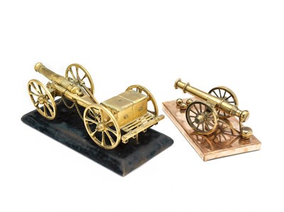 Lot 434 - A FIELD GUN AND LIMBER IN EARLY 19TH CENTURY STYLE AND A MODEL CANNON
