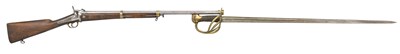 Lot 439 - A RARE 12.5MM FRENCH EXPERIMENTAL PERCUSSION CENTRE FIRE BREECH-LOADING RIFLED CARBINE INTENDED FOR