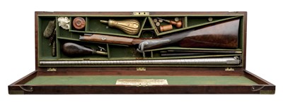 Lot 440 - A CASED 15 BORE PERCUSSION SPORTING GUN BY BURNETT