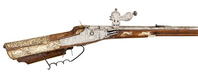Lot 457 - A .54 BORE GERMAN WHEEL-LOCK SPORTING RIFLE
