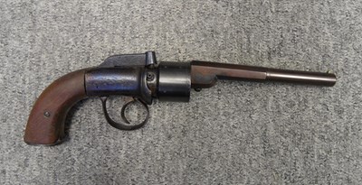 Lot 474 - A 60 BORE SIX-SHOT PERCUSSION TRANSITIONAL REVOLVER