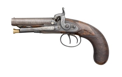 Lot 481 - A 34 BORE D.B. PERCUSSION TRAVELLING PISTOL BY WESTLEY RICHARDS