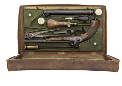 Lot 484 - A CASED 120 BORE SWISS PERCUSSION RIFLED TARGET PISTOL BY VANNOD Ã€ LAUSANNE