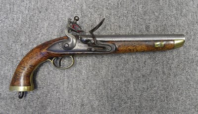 Lot 494 - A .700 CALIBRE BELGIAN FLINTLOCK SEA SERVICE PISTOL