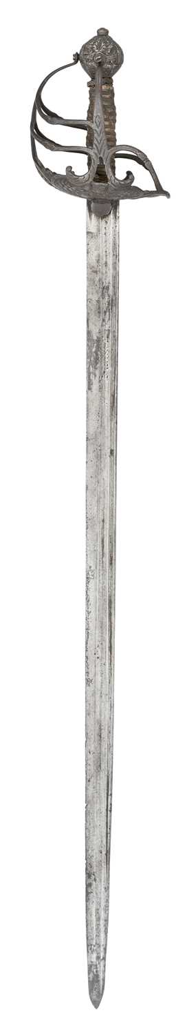 Lot 192 - AN ENGLISH 'MORTUARY' HILTED BACKSWORD, SECOND QUARTER OF THE 17TH CENTURY