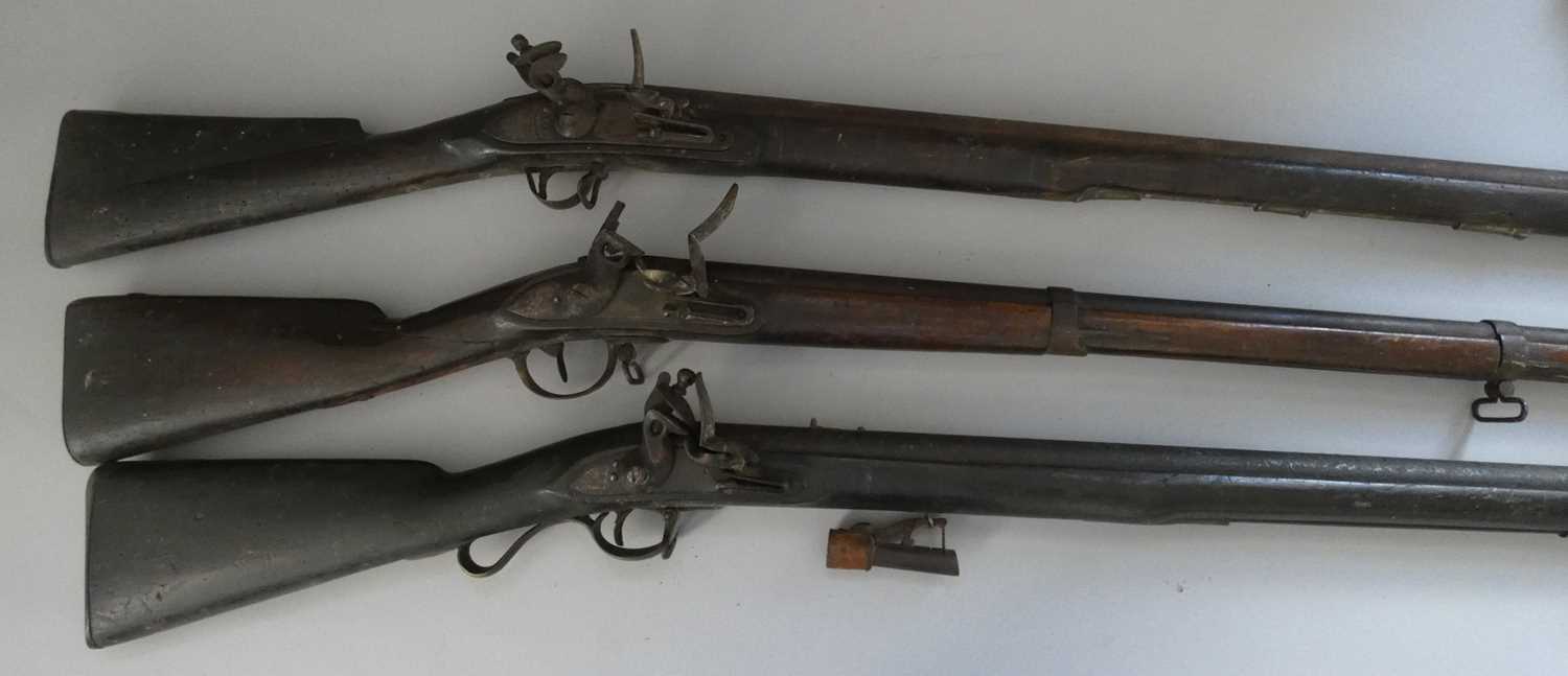 Lot 448 - A FLINTLOCK TRADE GUN; A FRENCH MODEL 1816 FLINTLOCK MUSKET AND A FLINTLOCK MUSKET