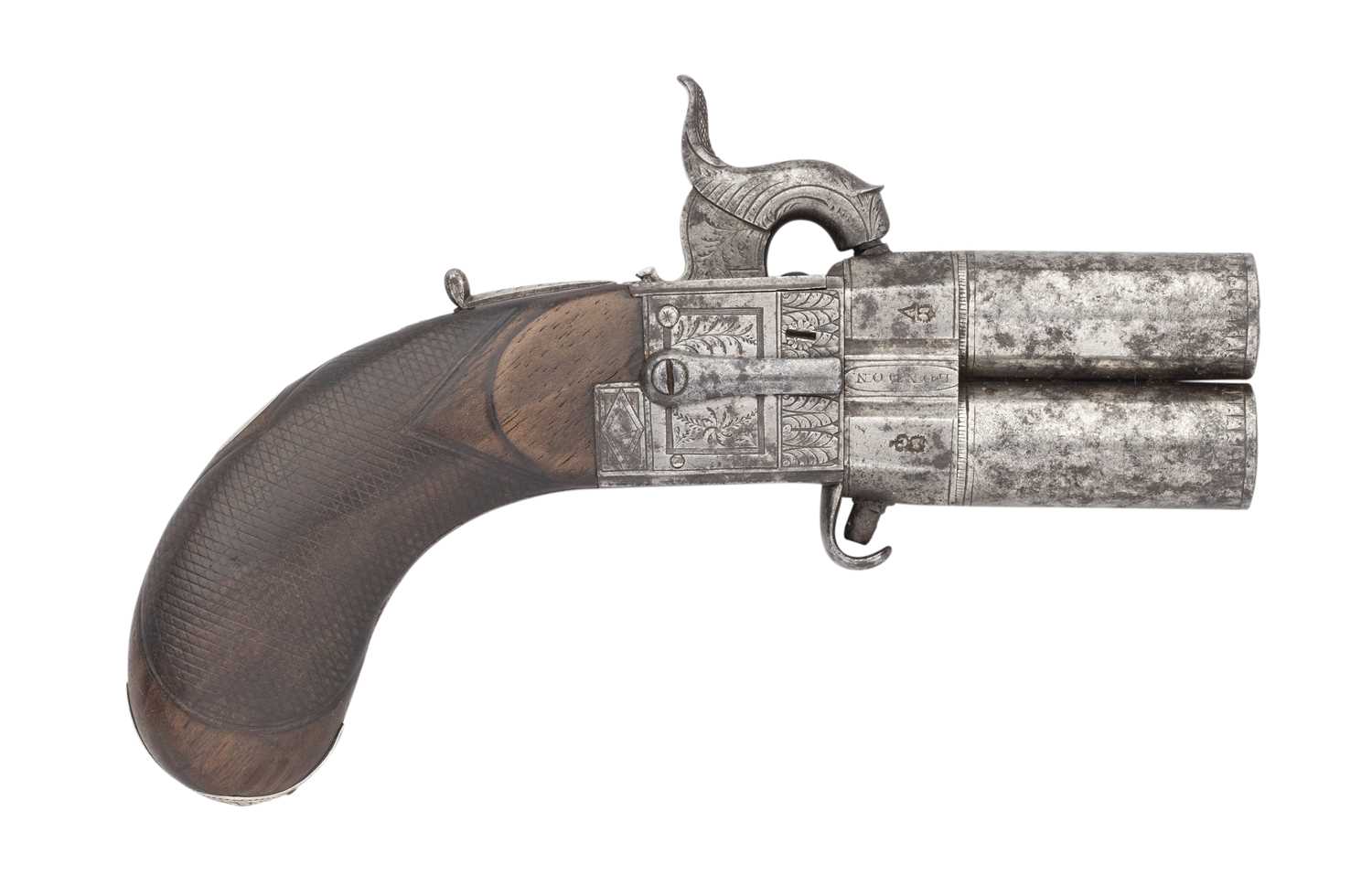 Lot 531 - A 32 BORE LANG'S PATENT PERCUSSION TURNOVER PISTOL, BY LANG, 7 HAYMARKET, LONDON, CIRCA 1840