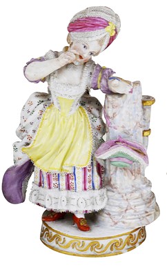 Lot 8 - A MEISSEN FIGURE OF A GIRL