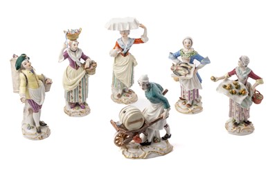 Lot 9 - A COLLECTION OF SIX MEISSEN FIGURES FROM THE 'CRIS DE PARIS' SERIES