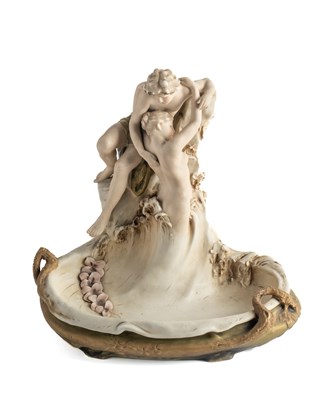 Lot 17 - A ROYAL DUX FIGURAL DISH 'THE LOVERS'