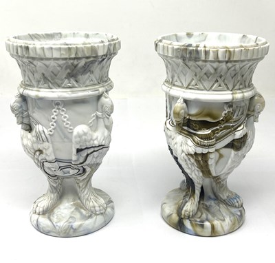 Lot 20 - A PAIR PRESSED GLASS VASES