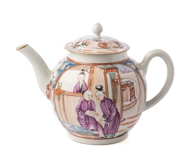 Lot 61 - â€¡Â AN UNUSUAL WORCESTER GLOBULAR TEAPOT AND COVER