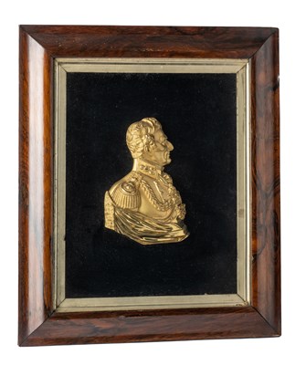 Lot 82 - A VICTORIAN GILT-METAL MEMORIAL BUST OF THE DUKE OF WELLINGTON