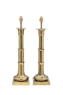 Lot 96 - A PAIR OF LACQUERED BRASS LARGE TABLE LAMPS