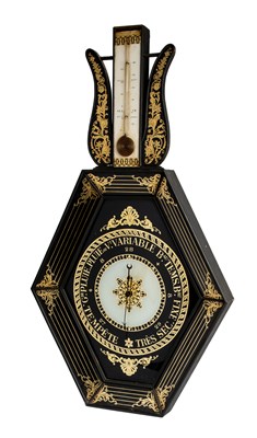 Lot 102 - A FRENCH VERRE EGLOMISE BAROMETER