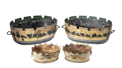 Lot 107 - A PAIR OF TOLE WARE GLASS COOLERS (RAFRAICHISSOIRS A VERRES)