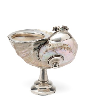 Lot 123 - A MOUNTED NAUTILUS SHELL