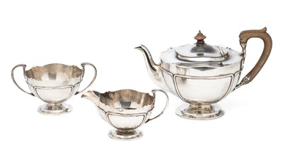 Lot 183 - A GEORGE V SILVER THREE-PIECE TEA SET