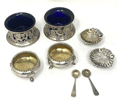 Lot 196 - THREE PAIRS OF ENGLISH SILVER SALT CELLARS