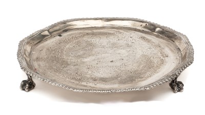 Lot 197 - AN EDWARDIAN SILVER SALVER