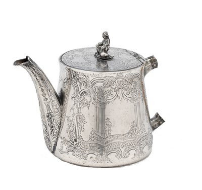 Lot 209 - A VICTORIAN SILVER TEAPOT