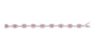 Lot 280 - DIAMOND AND PINK SAPPHIRE BRACELET