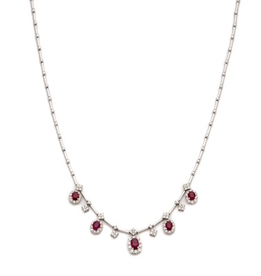 Lot 283 - RUBY AND DIAMOND NECKLACE