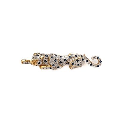 Lot 307 - SAPPHIRE AND DIAMOND LEOPARD BROOCH