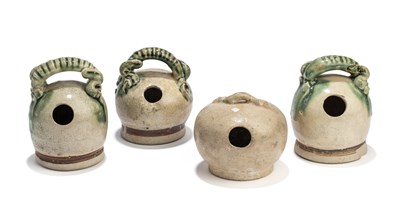 Lot 762 - FOUR STONEWARE LIMEPOTS, VIETNAM, 14TH / 15TH CENTURY