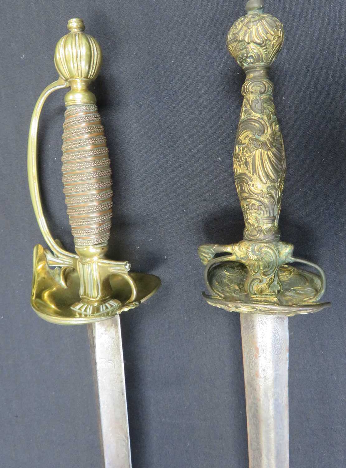 Lot 57 - â“Œ A SMALL-SWORD WITH BRASS BOATSHELL-GUARD,