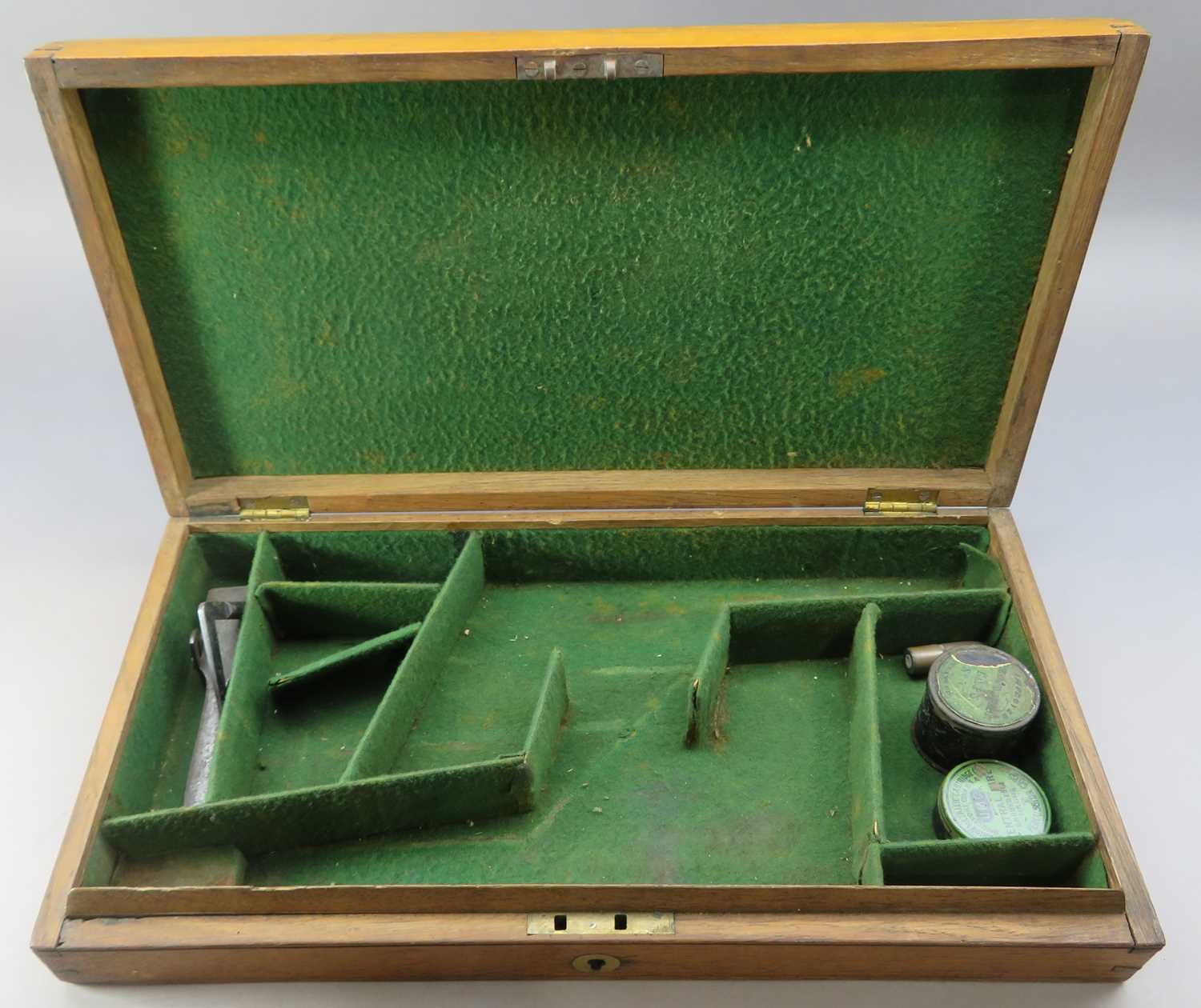 Revolver Case Collection Lot 121 - Ⓦ AN OAK CASE FOR A PERCUSSION REVOLVER,