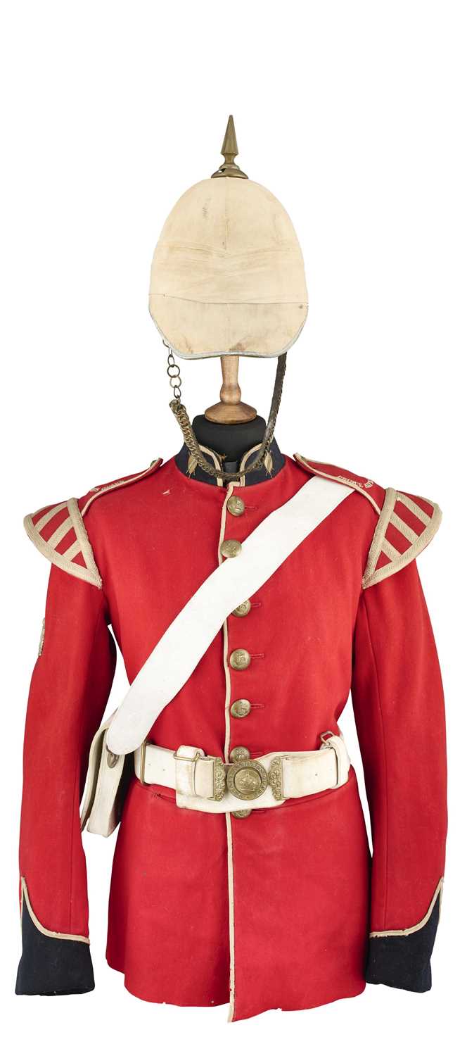 Lot 231 - A VICTORIAN EARLY FOREIGN SERVICE HELMET AND UNIFORM OF PRINCE ALFRED'S GUARD (BANDSMAN)