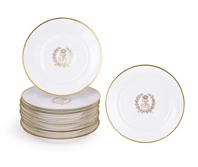 Lot 13 - A COMPOSITE SET OF SÃˆVRES LOUIS PHILIPPE SERVICE PLATES