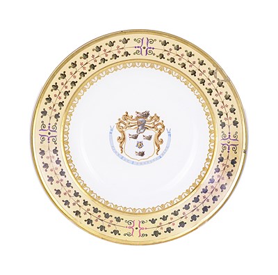 Lot 14 - A SÃˆVRES ARMORIAL SOUP PLATE