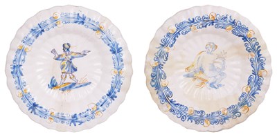 Lot 23 - A PAIR OF FRENCH FAIENCE GADROON MOULDED DISHES