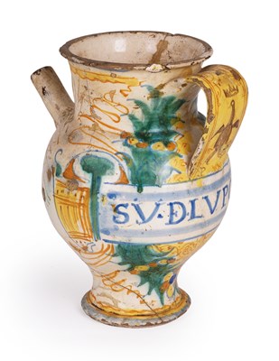 Lot 25 - A DERUTA MAIOLICA SYRUP JAR