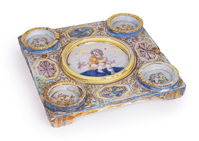 Lot 31 - AN URBINO MAIOLICA SQUARE STAND