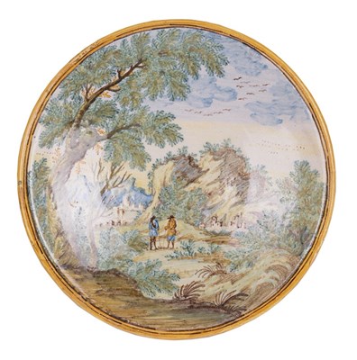 Lot 32 - A SMALL CASTELLI MAIOLICA PLATE