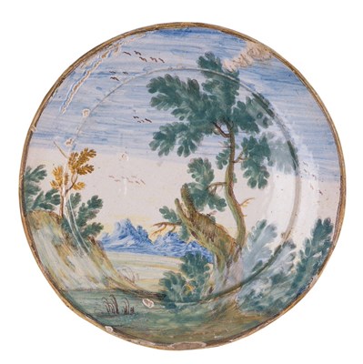 Lot 34 - A SMALL CASTELLI MAIOLICA PLATE