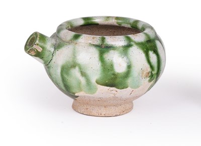 Lot 38 - A SMALL GREEN SPLASHED POURING VESSEL