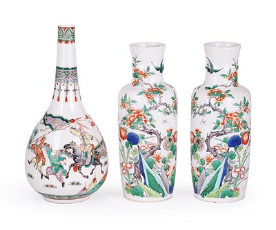 Lot 56 - A PAIR OF CHINESE FAMILLE VERTE VASES