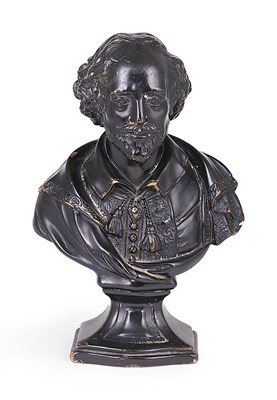 Lot 88 - A GEORGE III BRONZED PLASTER LIBRARY BUST OF WILLIAM SHAKESPEARE