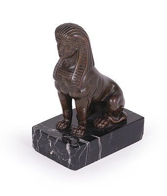 Lot 89 - A FRENCH BRONZE 'RETOUR D'EGYPTE' MODEL OF A SPHINX